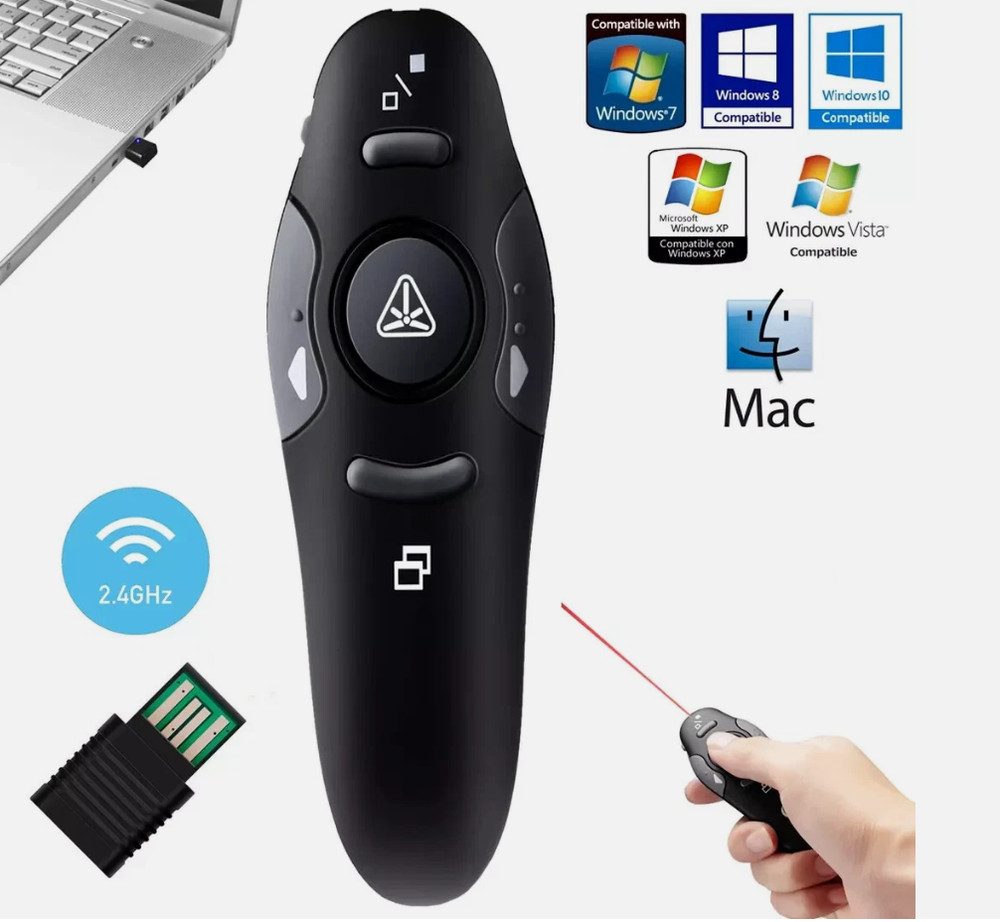 Power Point Presentation Remote Wireless USB PPT Presenter Laser Pointr ClickeR8