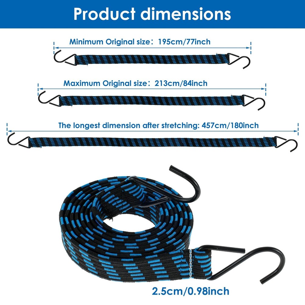 Bungee Cords with Hooks,10 Pack 77''-84'' inches Adjustable Long Flat Bungee ...