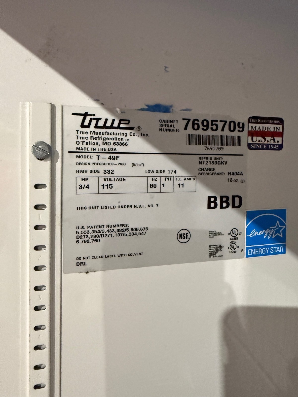 TRUE T-49F 2 DOOR REACH-IN STAINLESS STEEL COMMERCIAL FREEZER