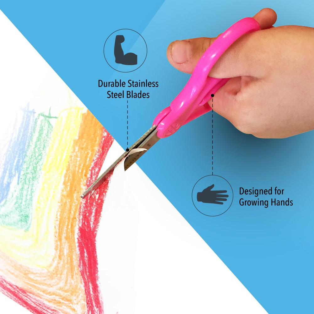 5" Hard Handle Kids Scissors, Blunt, Assorted Colors, 2-Pack