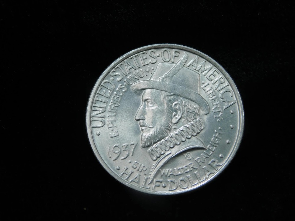 1937 50c Roanoke Commemorative Silver Half Dollar - BU
