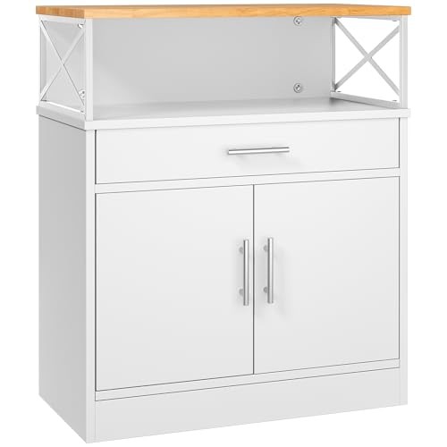 Kitchen Buffet Cabinet with Adjustable Shelf, Modern Kitchen 37.6"H New White