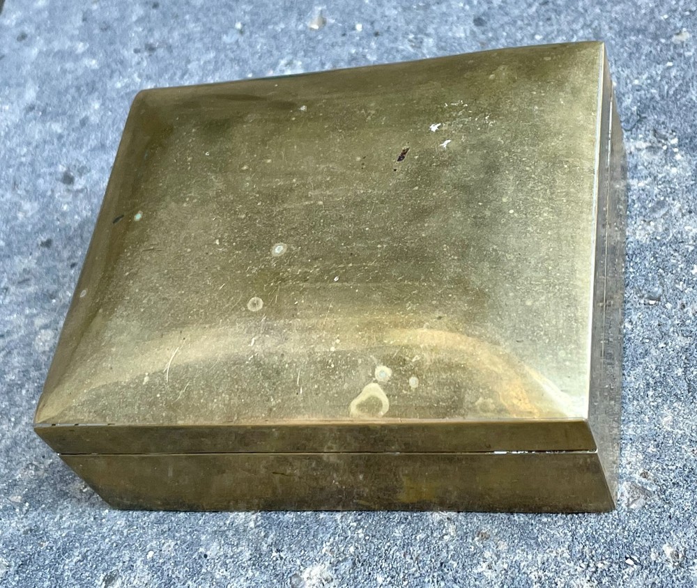 Vintage Brass Cigarette Box (Wood Lined)