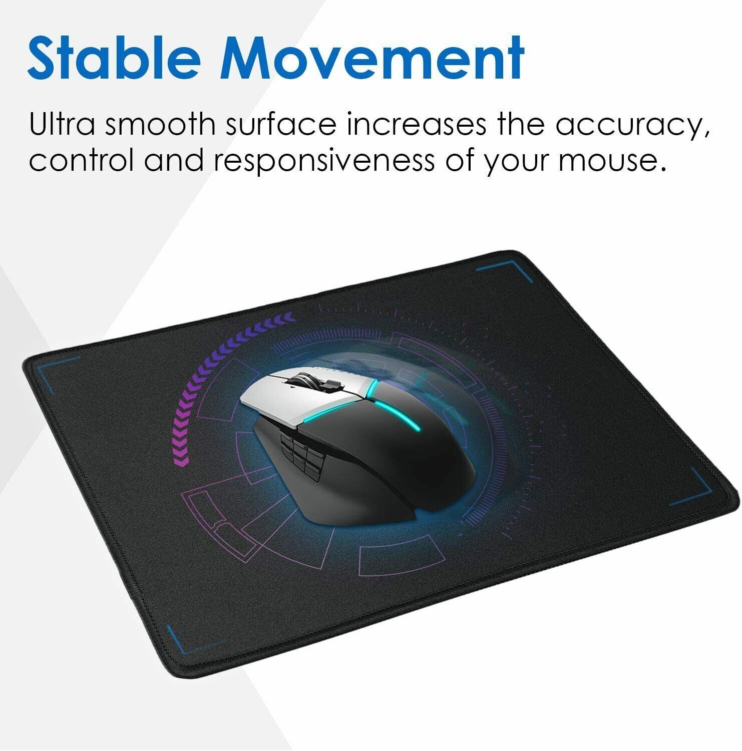 Non-Slip Mouse Pad Stitched Edge PC Laptop For Computer PC Gaming Rubber Base