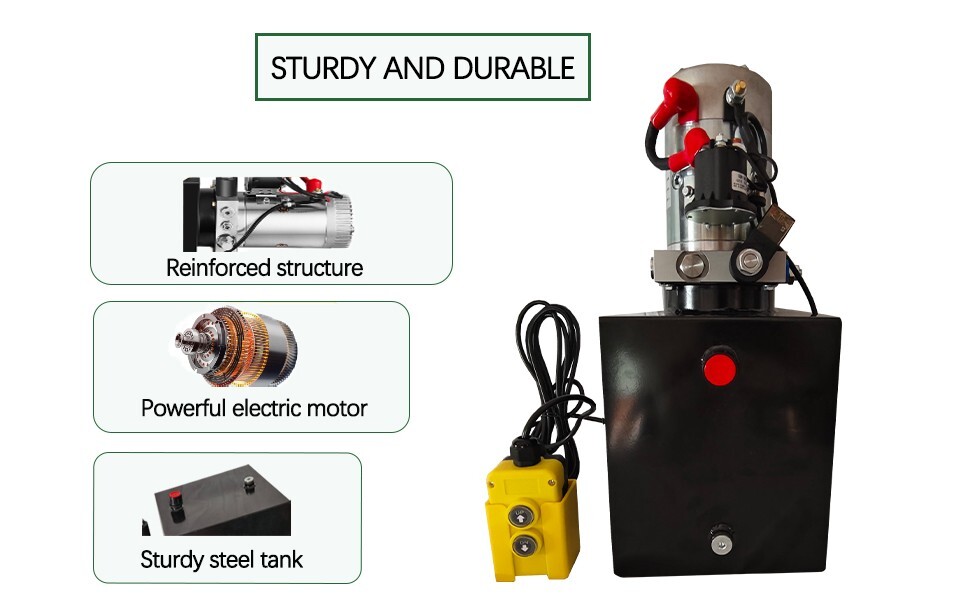 10 Quart Single Acting Hydraulic Pump Dump Trailer DC 12V Unit Pack Power Unit