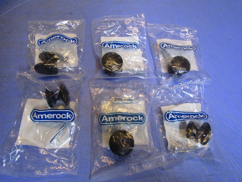 6 – AMEROCK CABINET KNOBS FLAT BLACK BP 53012-FB. NEW in Package