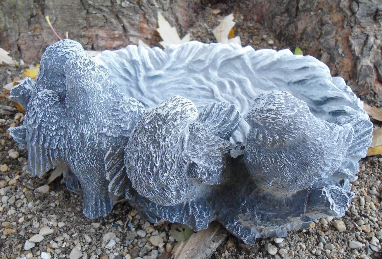 Latex bird birdbath mold plastic support concrete mould 9" x 7" x up to 3.5"H