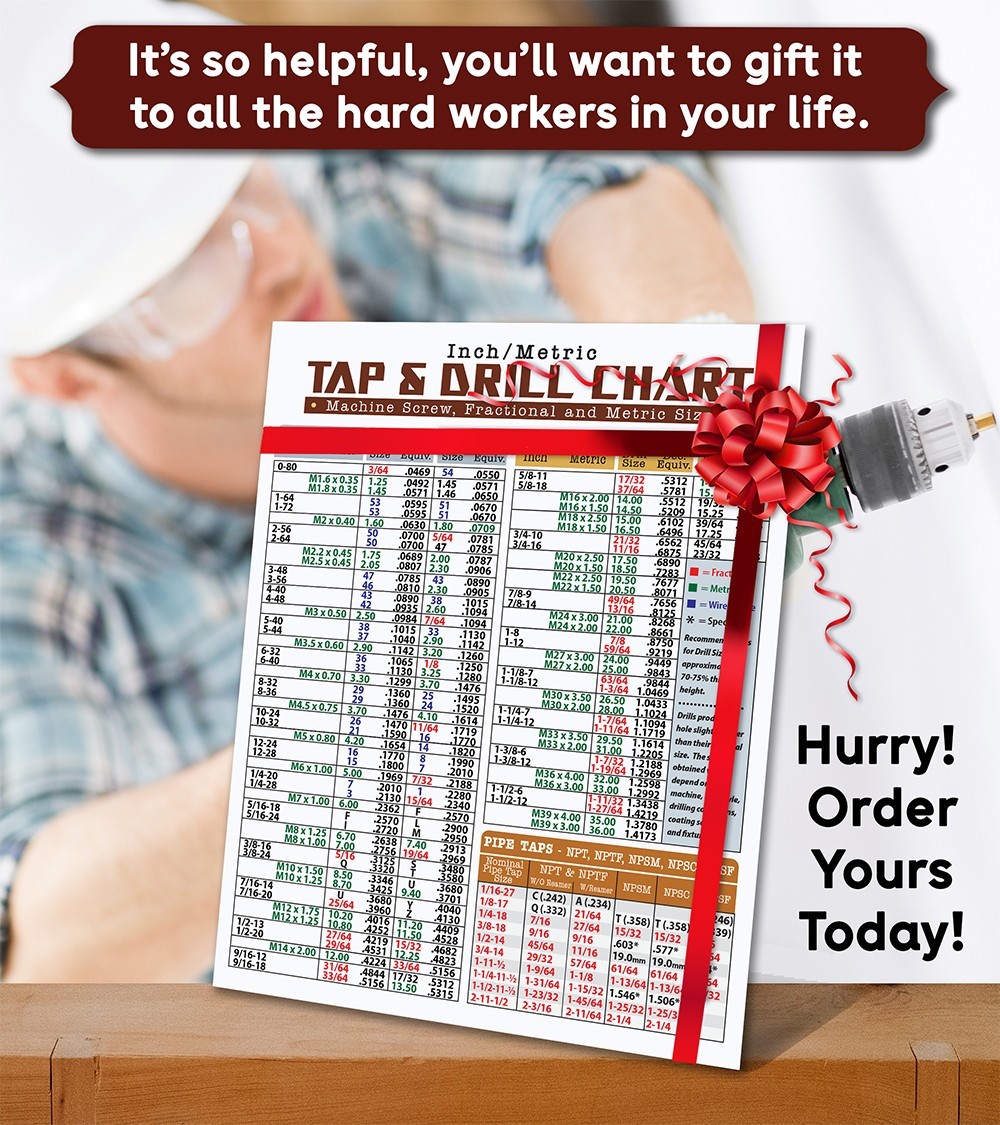 Magnetic Tap & Drill Size Chart 8.5x11 – Inch Metric Conversion Guide Magnet