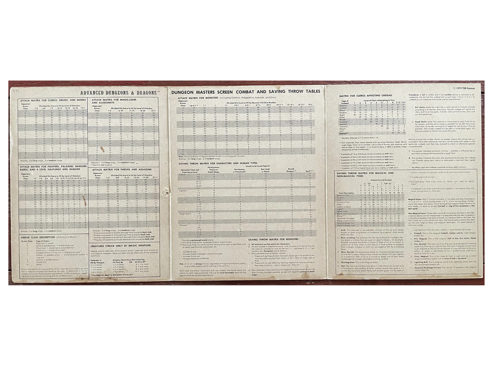 Dungeon Masters Screen REF1 9024 AD&D 1e