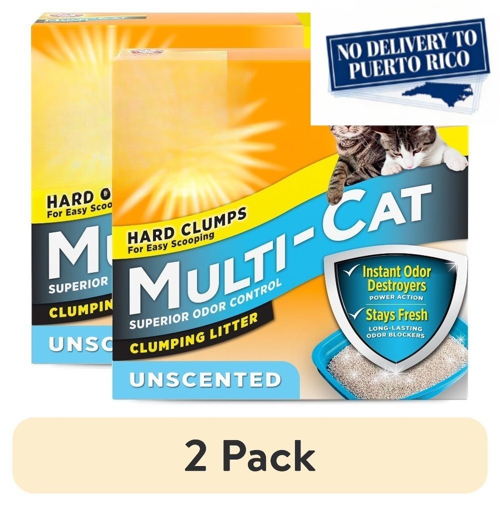 (2 pack) Multi-Cat Clumping Litter Unscented, 20 lb