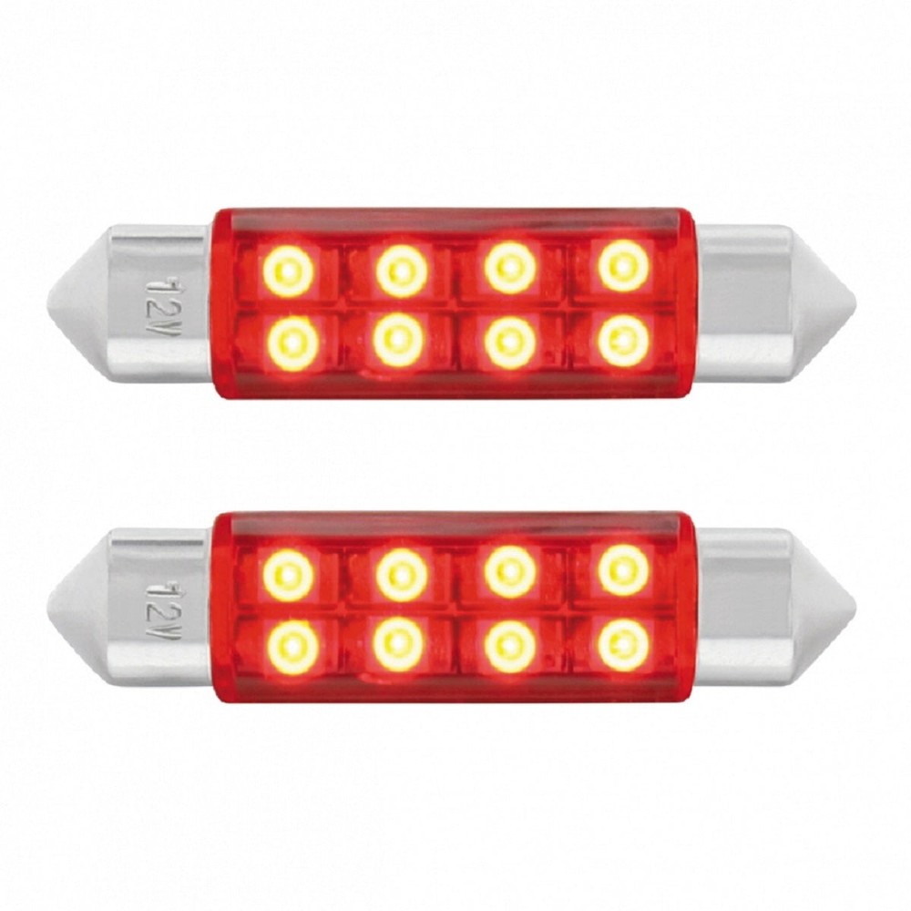 2 Pack Festoon Red 8 SMD High Power LED 211-2 Light Bulb Interior Dome Light
