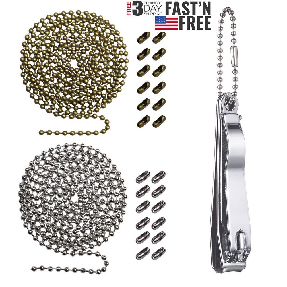 10FT Ceiling Fan Pull Chain Beaded Extension Set Home Light Decor w/ Connectors