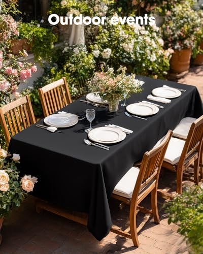 Rectangle Table Cloth 60" x 84" – Durable Polyester 84" x 60" - 1 Pack Black
