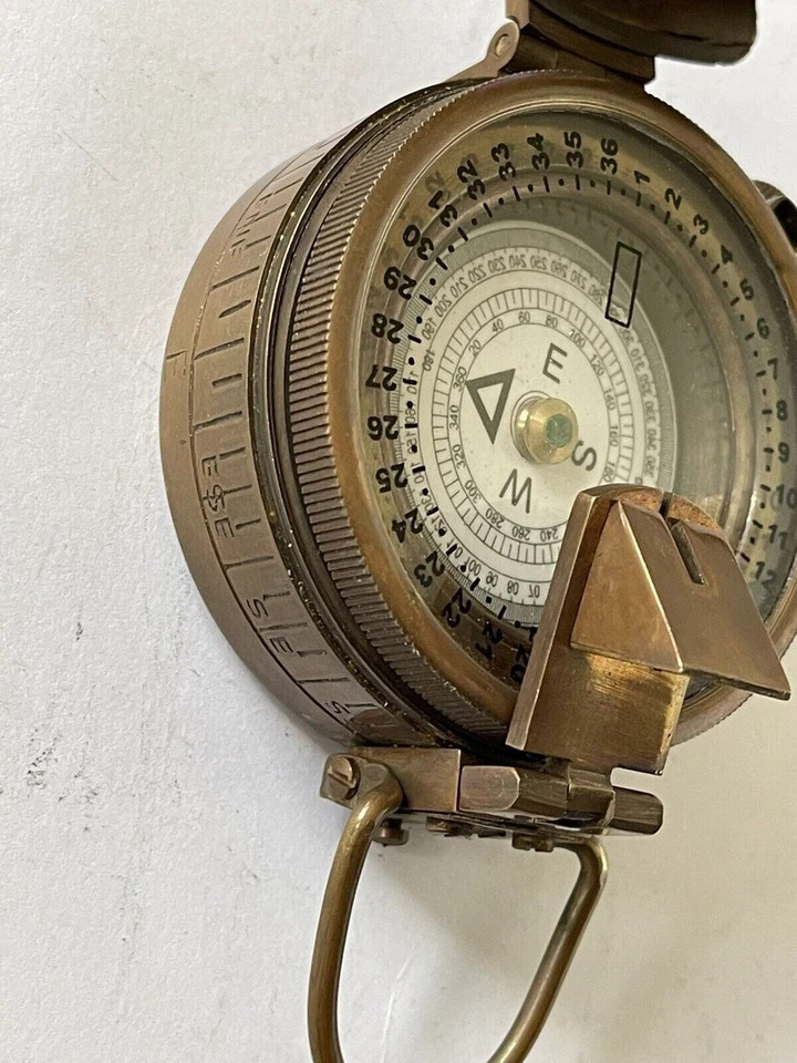 Solid Brass Engineer Survey Prismatic Compass With Leather Case