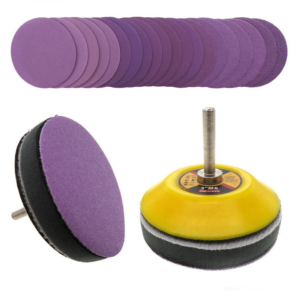 30PCS 3in Aluminum Oxide Sandpaper 60-10000 Grit Sanding Discs Paper Hook Loop