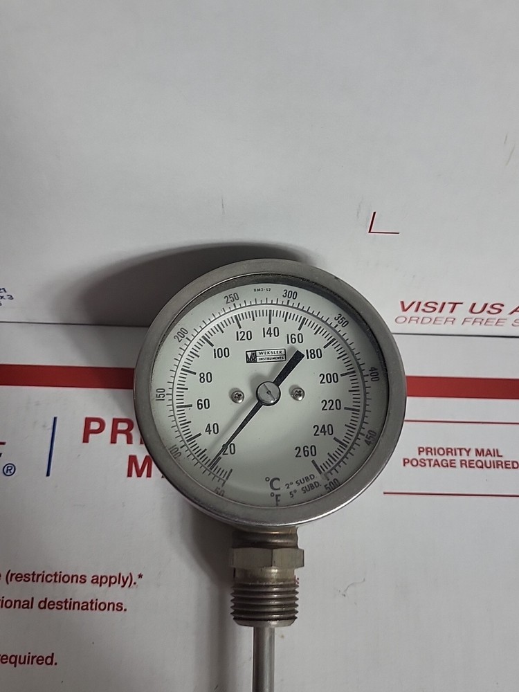 Vintage Weksler Instruments Thermometer Temperature Gauge Probe