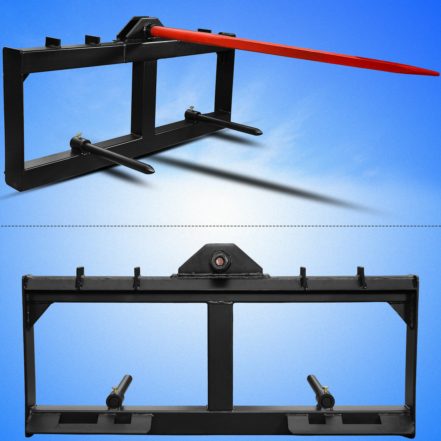 49" Tractor Hay Spear Skid Steer Loader Quick Attach for Bobcat Tractor 3000 LBS