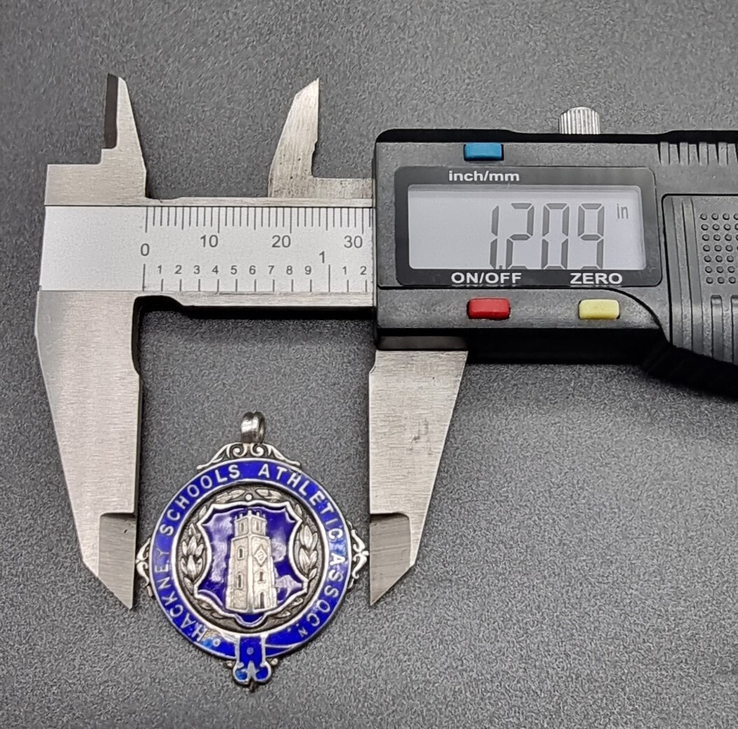 ANTIQUE STERLING SILVER AND ENAMEL FOB FOR POCKET WATCH CHAIN BIRMINGHAM 1924