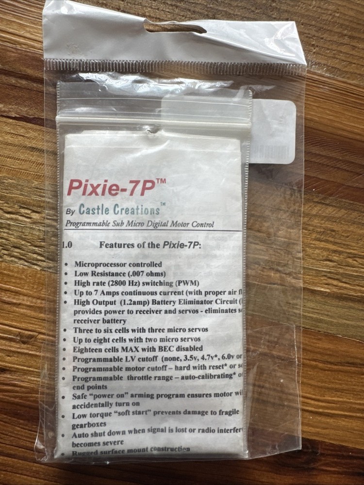 CASTLE CREATIONS PIXLE-7P SPEED CONTROL PROGRAMMABLE SUB-MICRO MOTOR CONTROL