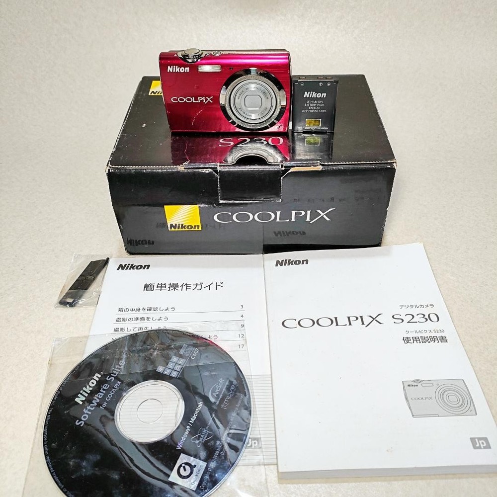 Nikon COOLPIX S230 Compact Digital Camera Red Tested with Accessories
