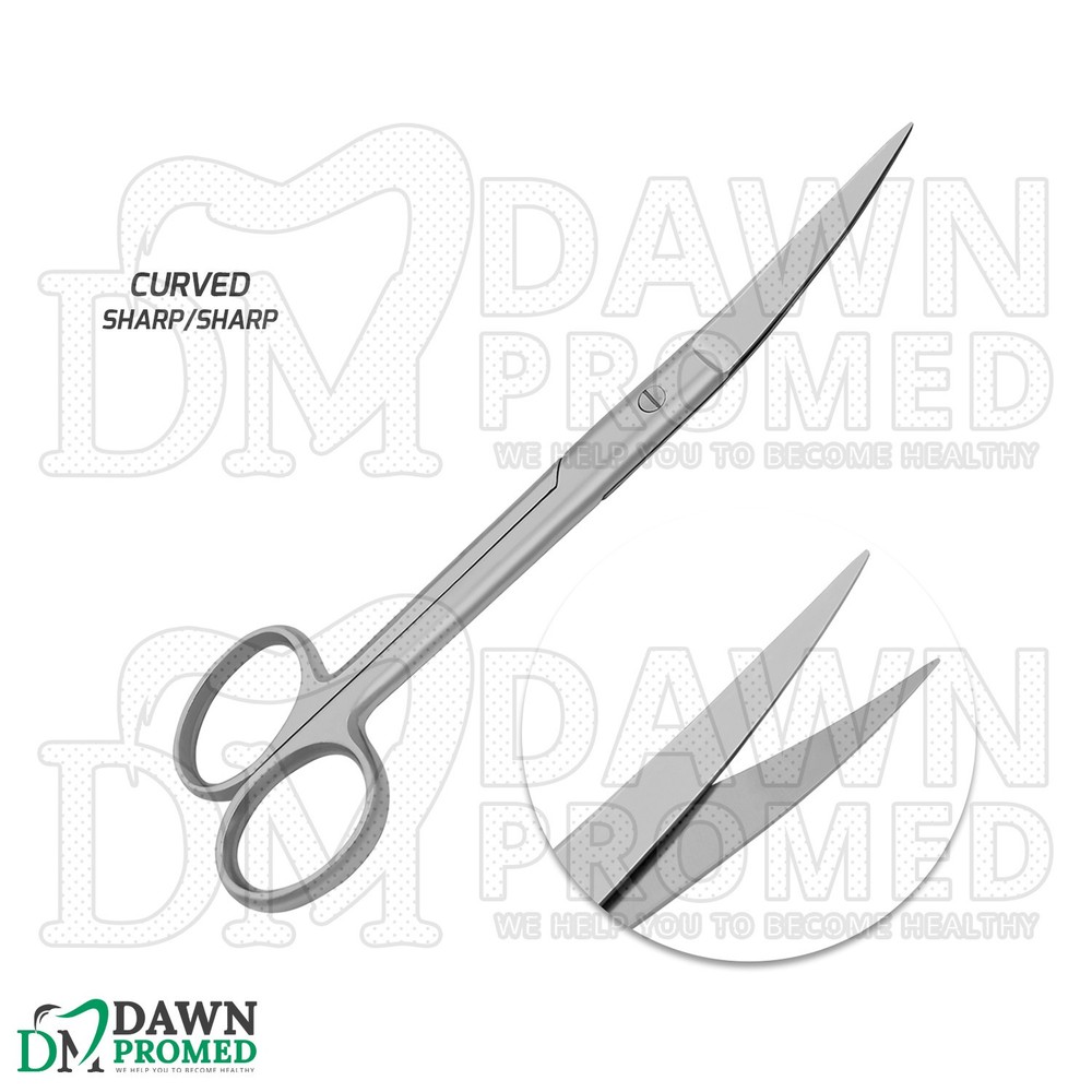 6 Pcs Operating Scissors 4.5" Straight & Curved Round Pattern Set German Grade