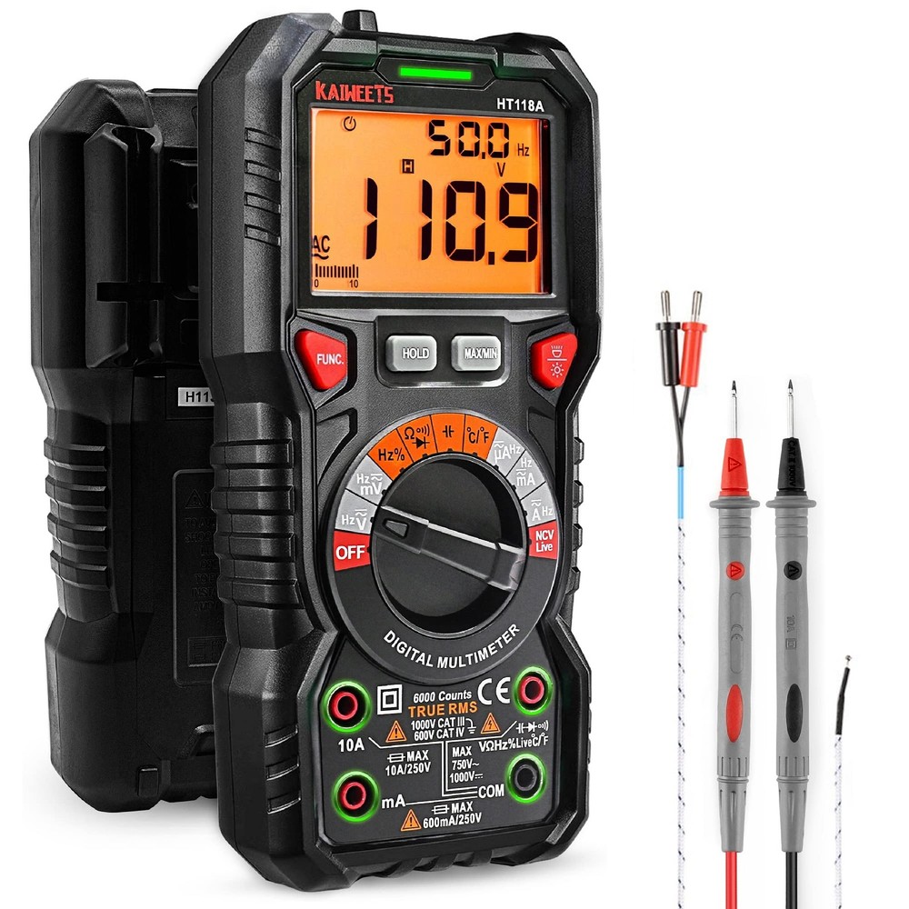 KAIWEETS Digital Multimeter TRMS 6000 Counts Voltmeter 6000 counts, black