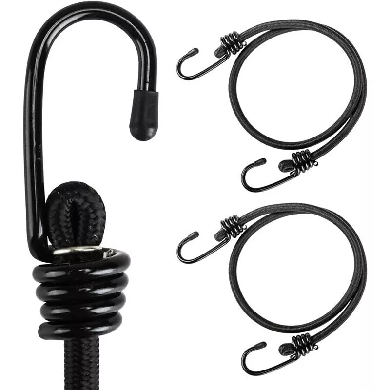 8mm HEAVY DUTY BLACK MARINE GRADE BUNGEE CORD Tarp Tie Down Strap 12-20-24-30-40