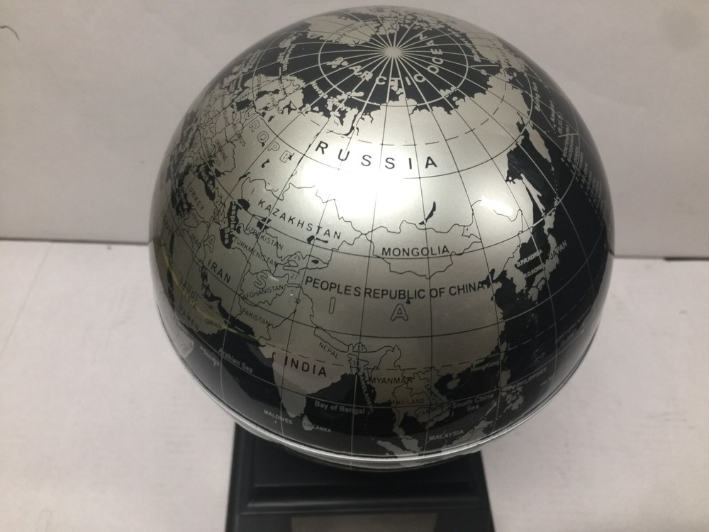 Solar Spinning Globe in Black & Silver Things Remembered