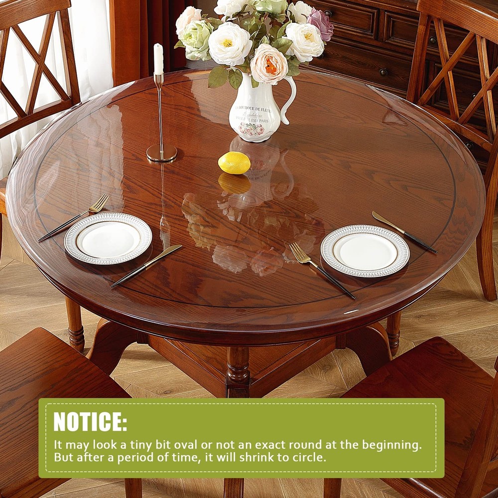 OstepDecor Round Clear Table Protector 48 Inch Thick 48" (Round),