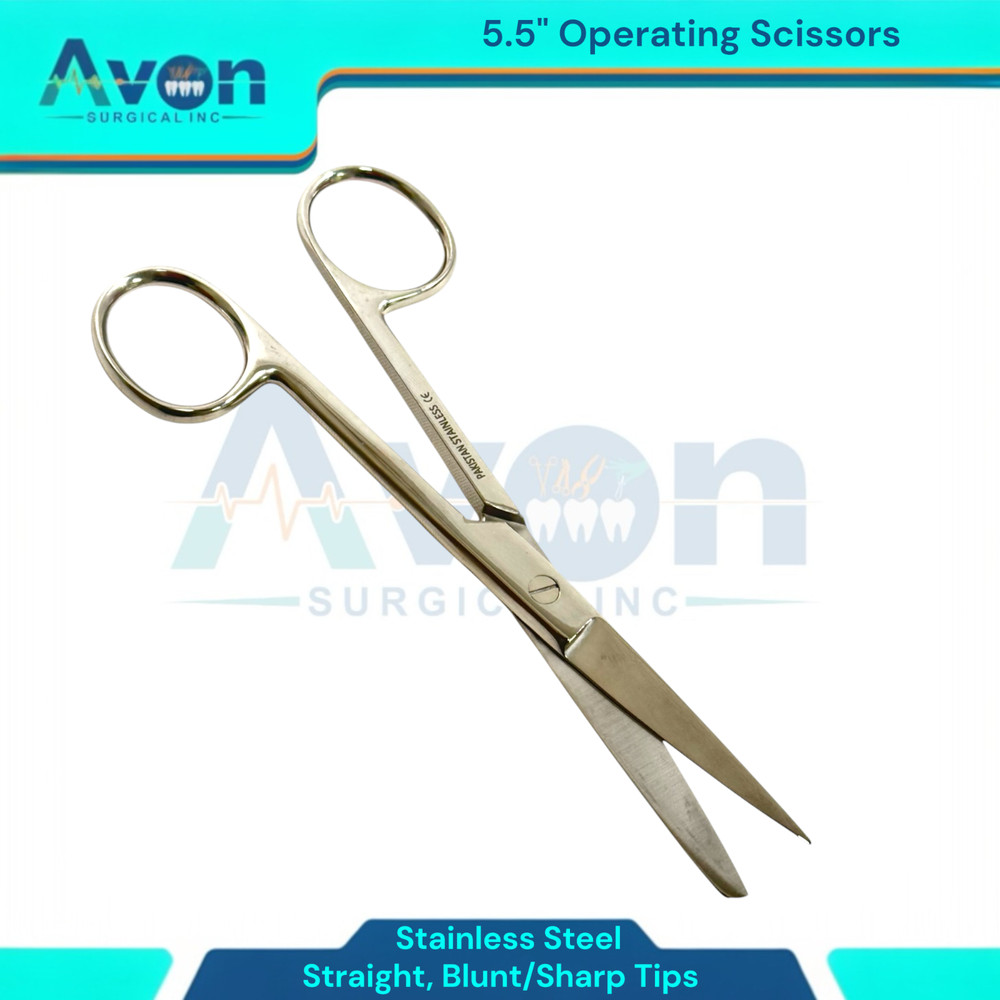 1 Piece - Operating Scissors 5.5" Blunt/Sharp - Straight Tips - Veterinary, Lab
