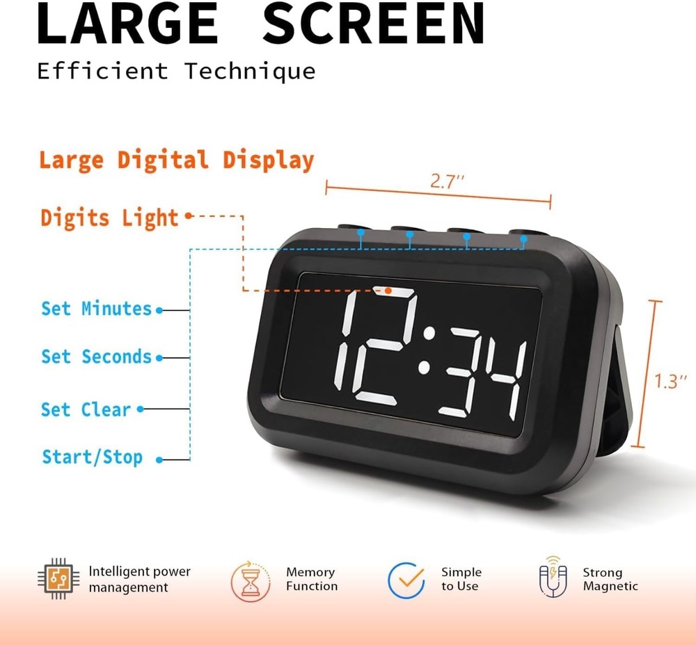 Multifunctional Digital Timer – Magnetic, for Kitchen, Study & Exercise