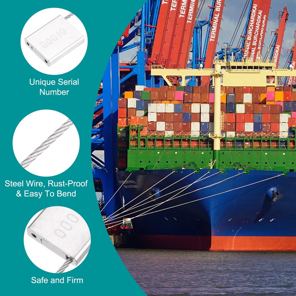 100Pcs Security Cable Seals 13" Numbered Tamper Proof Seal Self Locking White