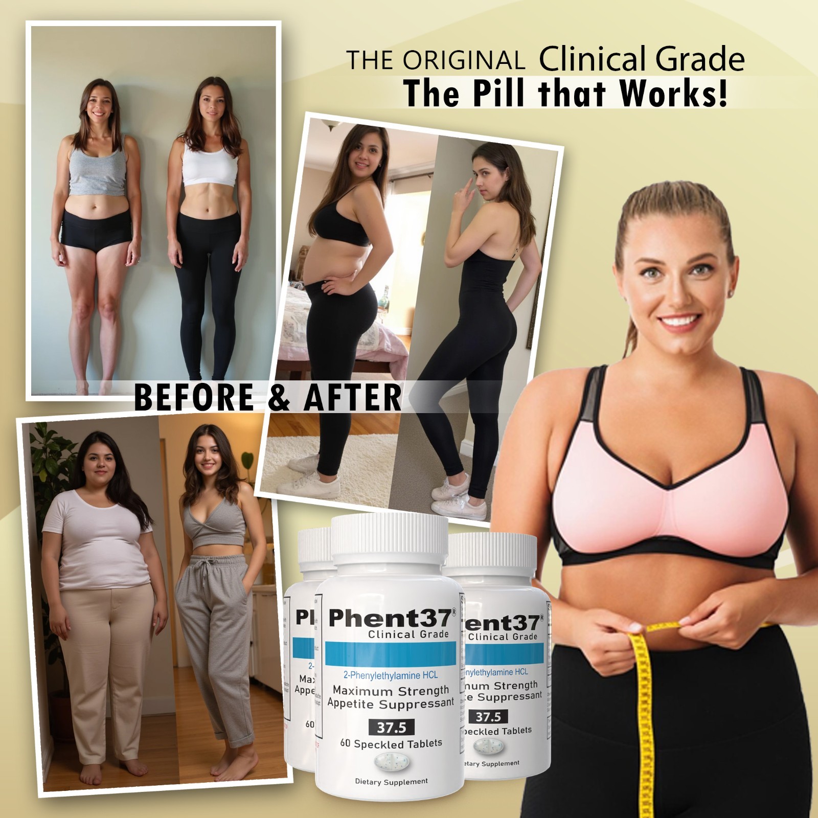 Phent37 - Appetite Suppressant 37.5 Diet Pill Speckled Tablet - Fast Working