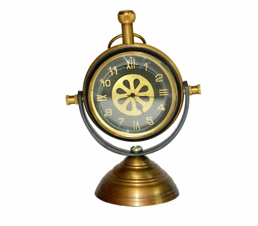 Antique vintage maritime designed brass standing table clock desktop decor gift