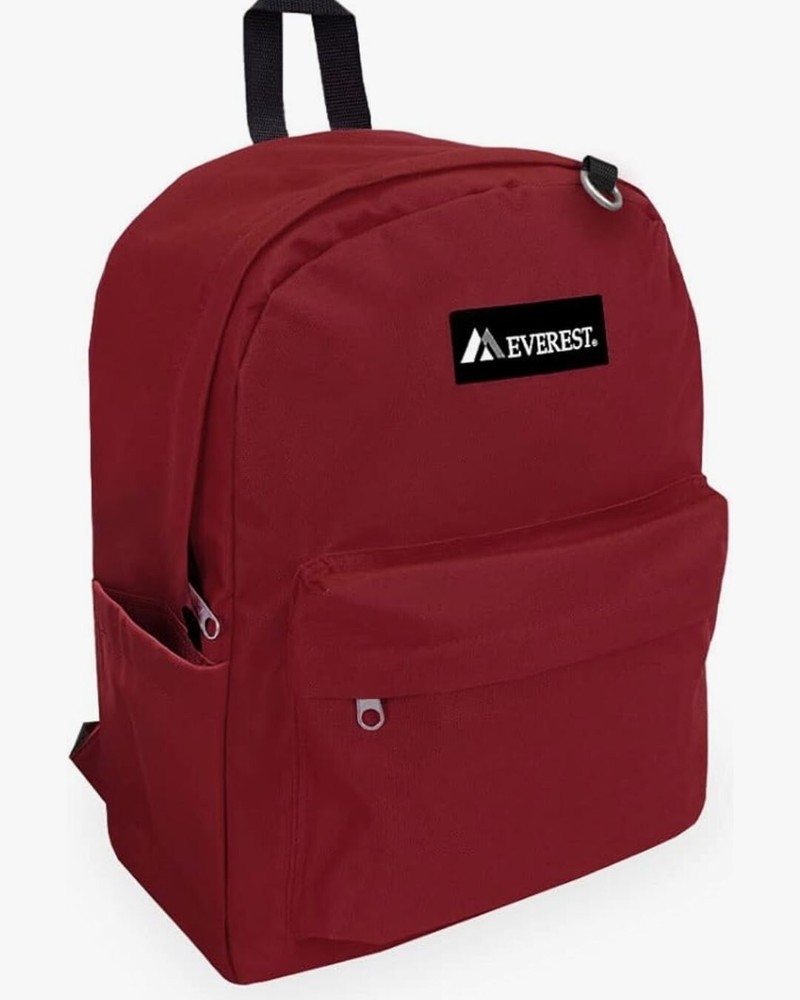 Everest Classic Laptop Backpack W/Side Pocket, Burgundy, One Size