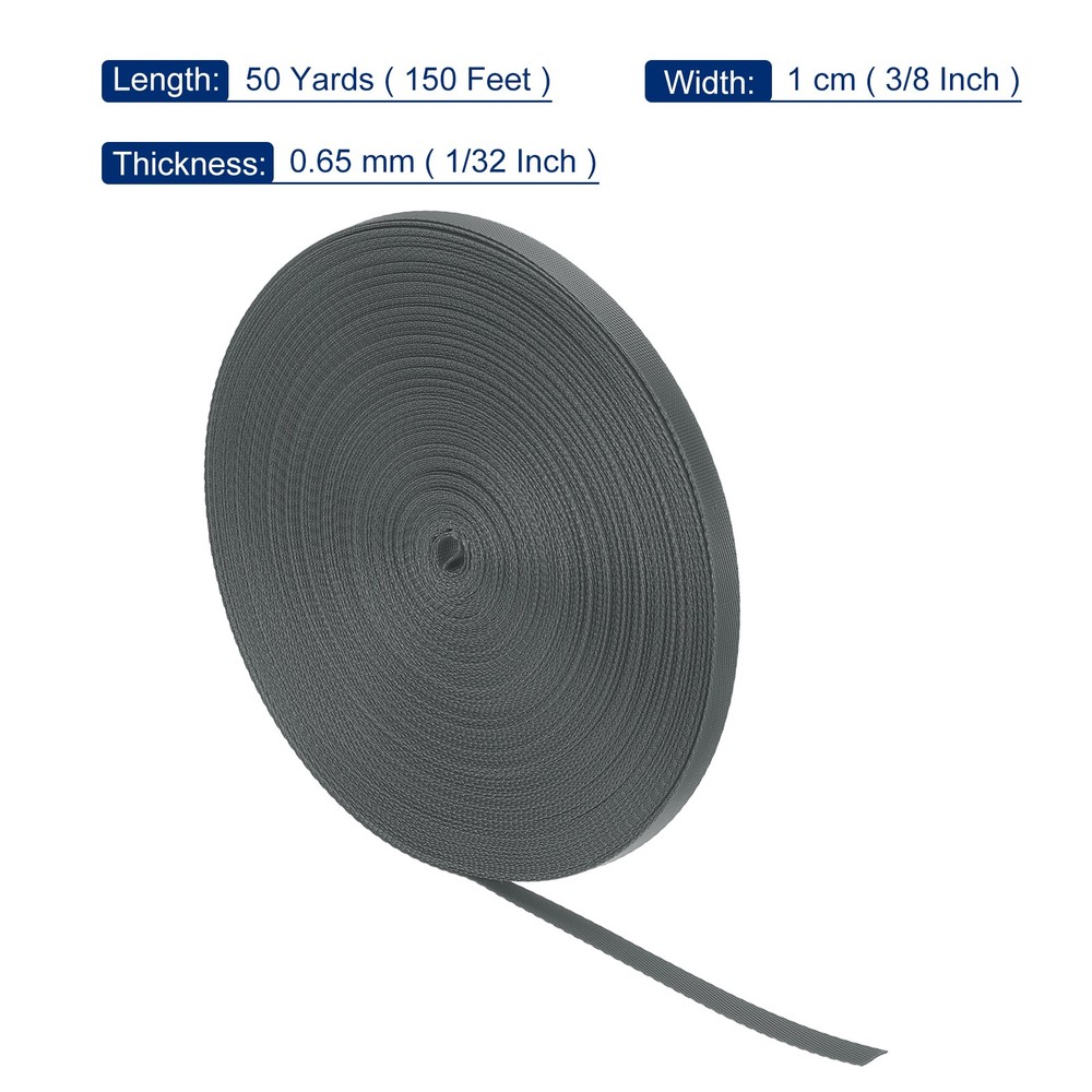Nylon Webbing Strap Flat 3/8" 50 Yards Dust Grey for DIY Backpack Luggage-rack
