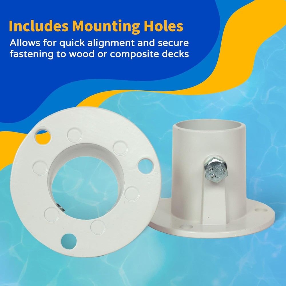 Aluminum Deck Flanges Compatible Above Ground Pool Ladder Pair