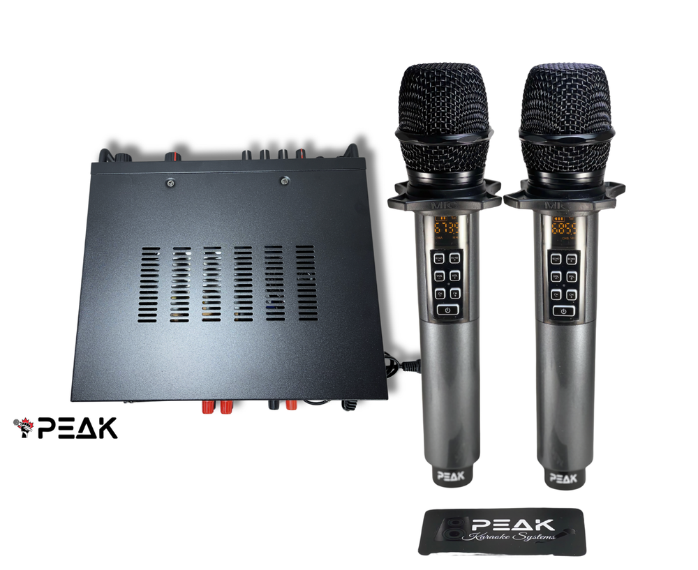 PEAK Karaoke Amplifier with Bluetooth & 2 Wireless Mics with ECHO and VOLUME