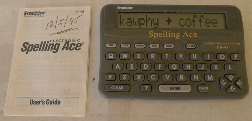 Franklin Electronic Spelling Ace SA-98 with User's Guide - TESTED
