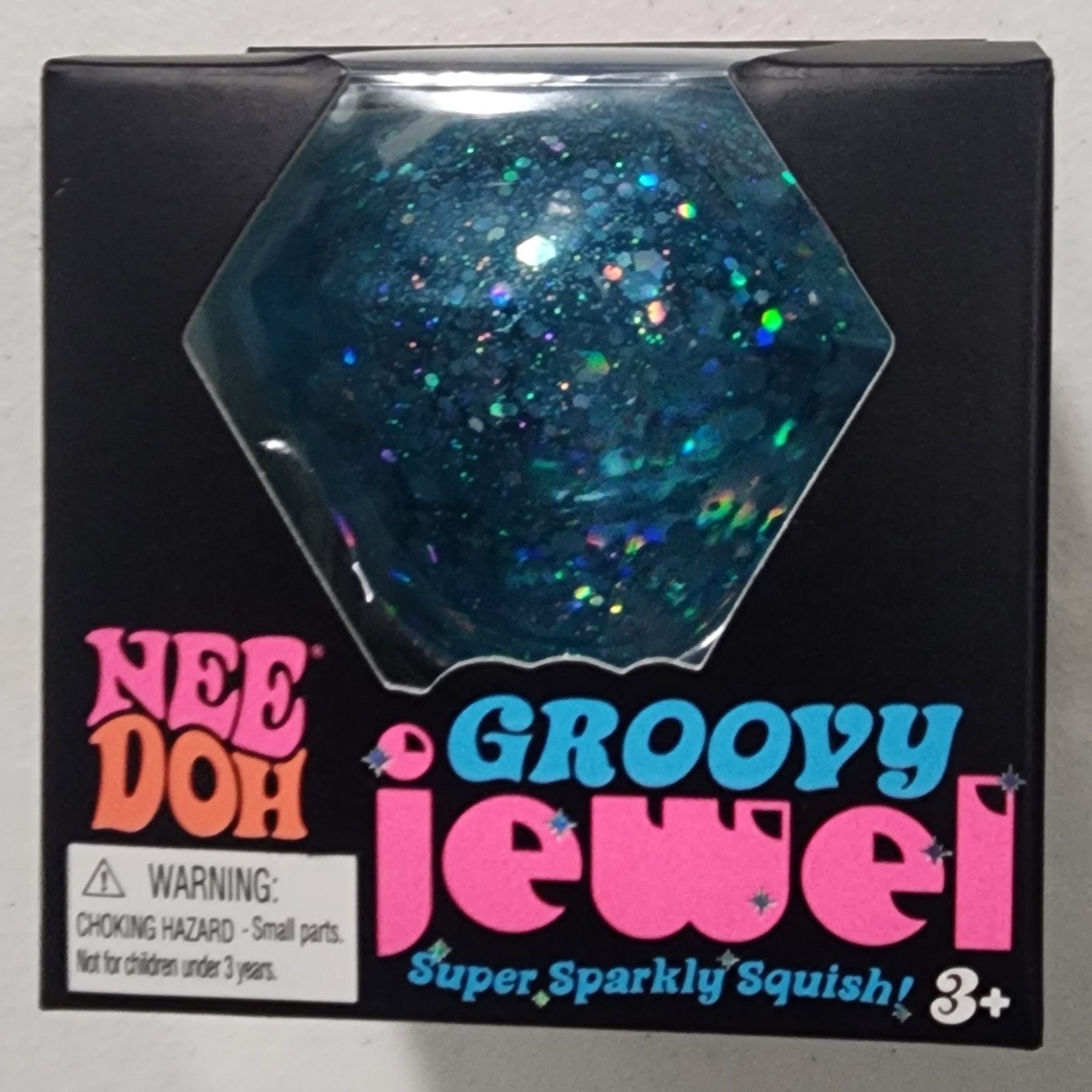 Blue NeeDoh Groovy Jewel Nee Doh Glitter Squish Jelly Diamond Cone Sparkly Ice