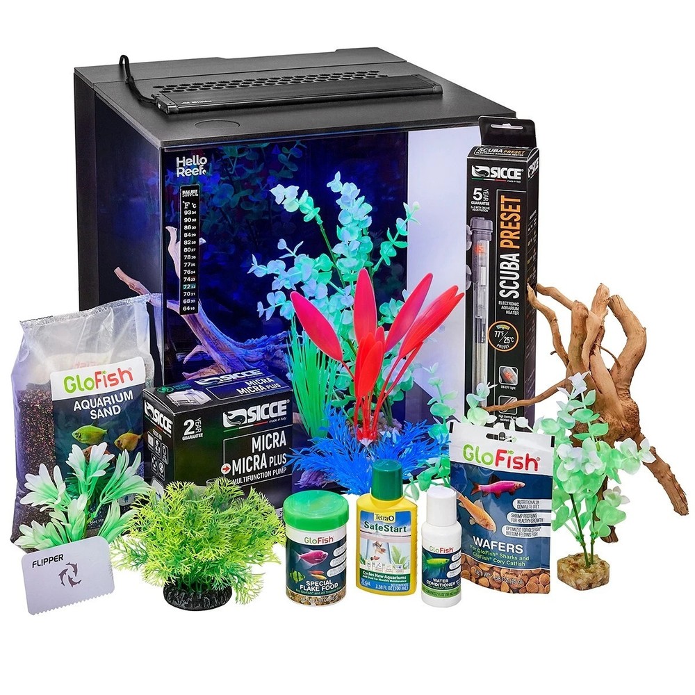 HelloReef GloFish All In One Aquarium Kit With Learning Guide