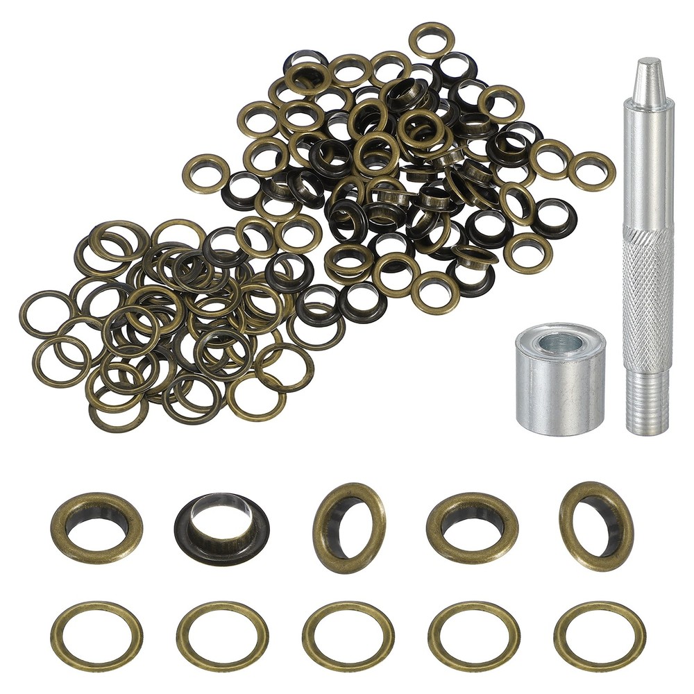 80Set Grommets Eyelets Kit 8mm Copper Eyelets with Setting Tool Bronze