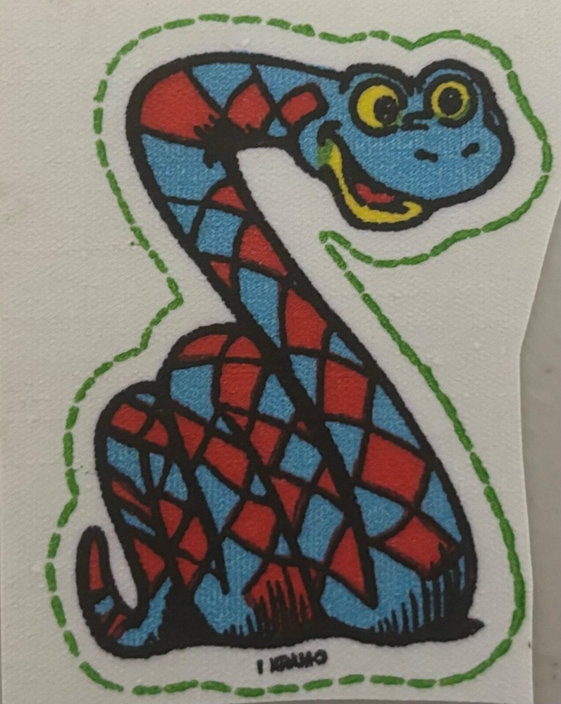 Original Vintage 1984 Smiling Snake Iron On Fabric Patch