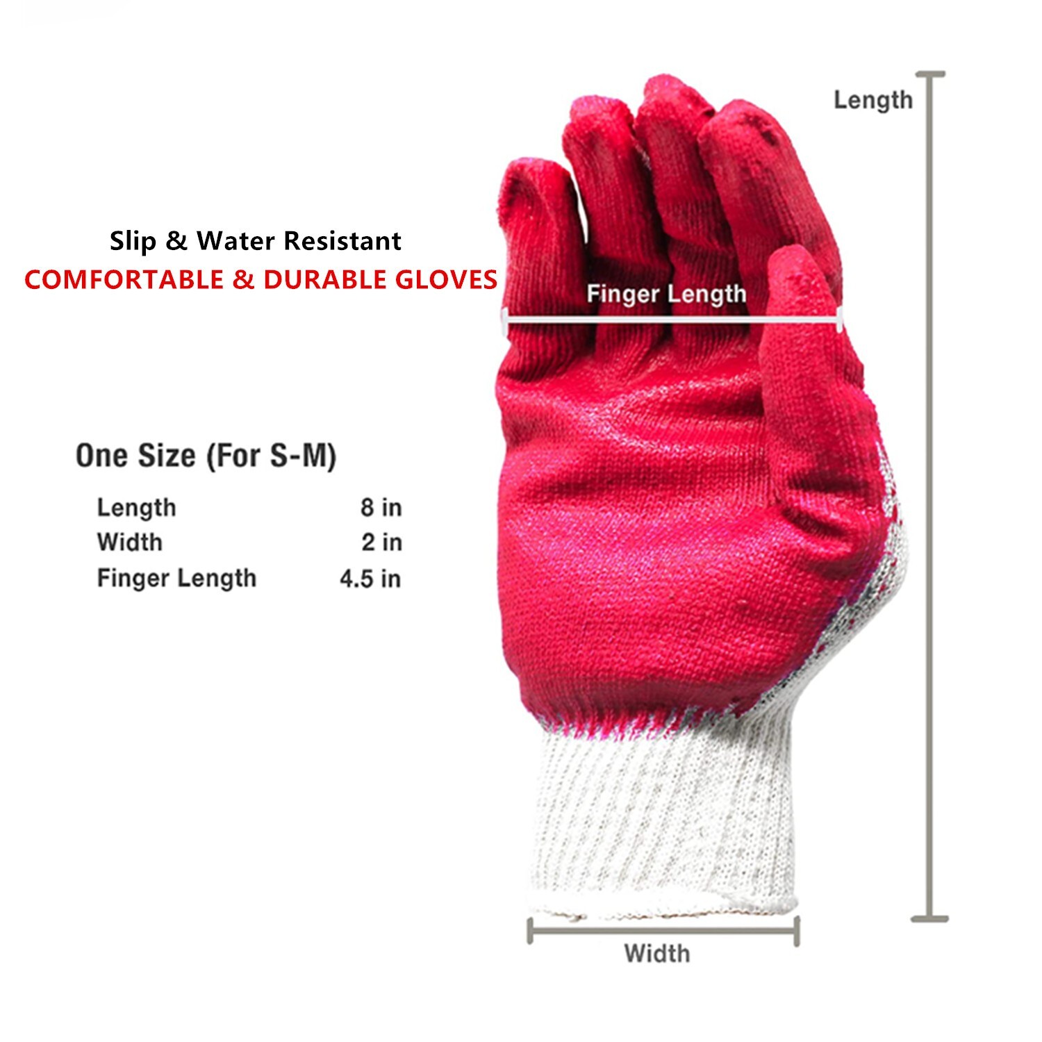 WHOLESALE 300 Pairs Non-Slip Red Latex Rubber Palm Coated Work Safety Gloves