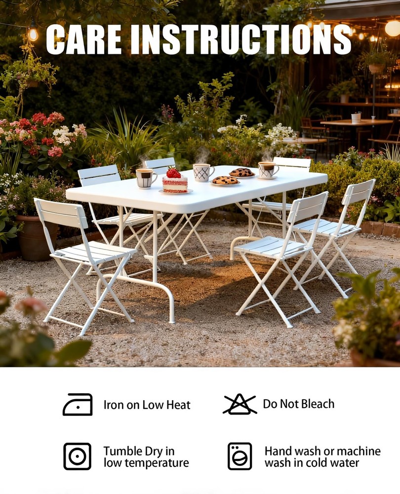 6FT Picnic White Spandex Table Cloth - 6 Pack Fitted Rectangle Tablecloth for...