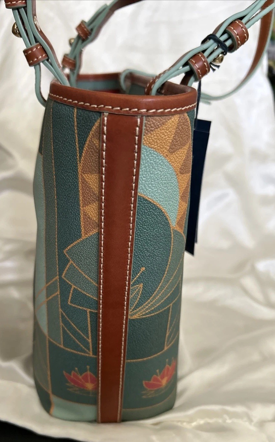 NEW TAGS DISNEY PARKS DOONEY BOURKE PRINCESS TIANA GREEN/BROWN LEATHER TOTE