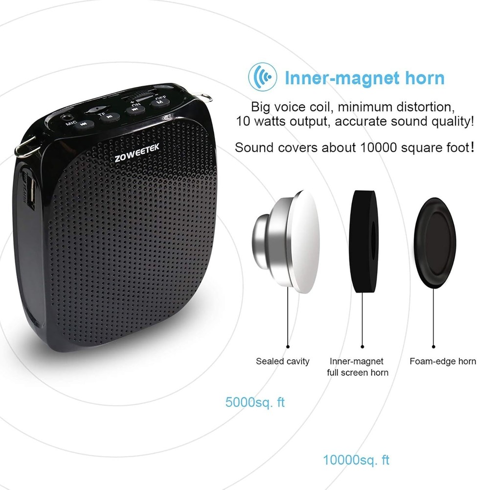Compact Rechargeable Mini Voice Amplifier with Wired Mic - Perfect for Educators