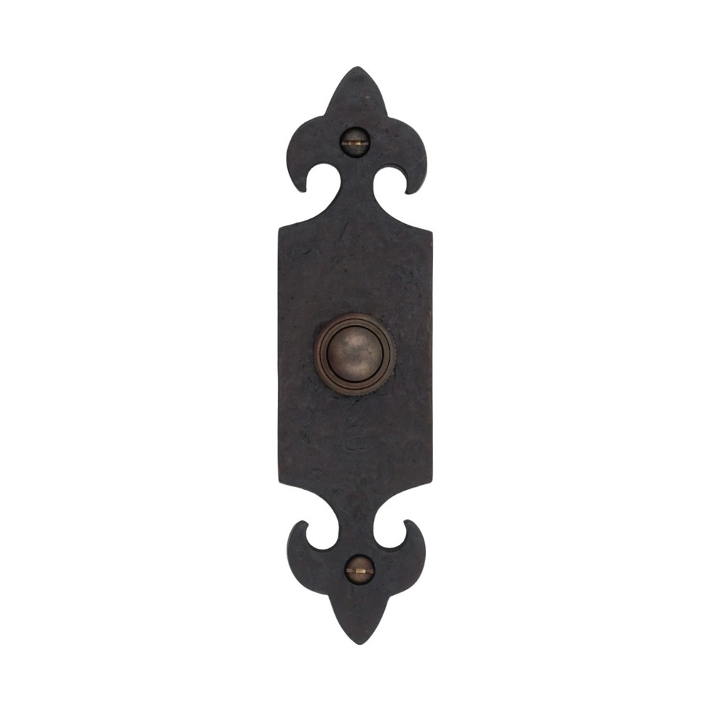 Solid Brass Fleur De Lis Doorbell with Rough Hammered Texture Bronze Finish