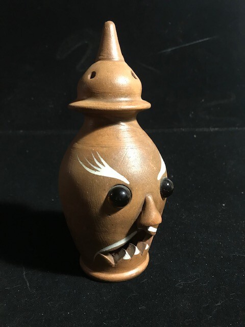 incense burner pottery scary head
