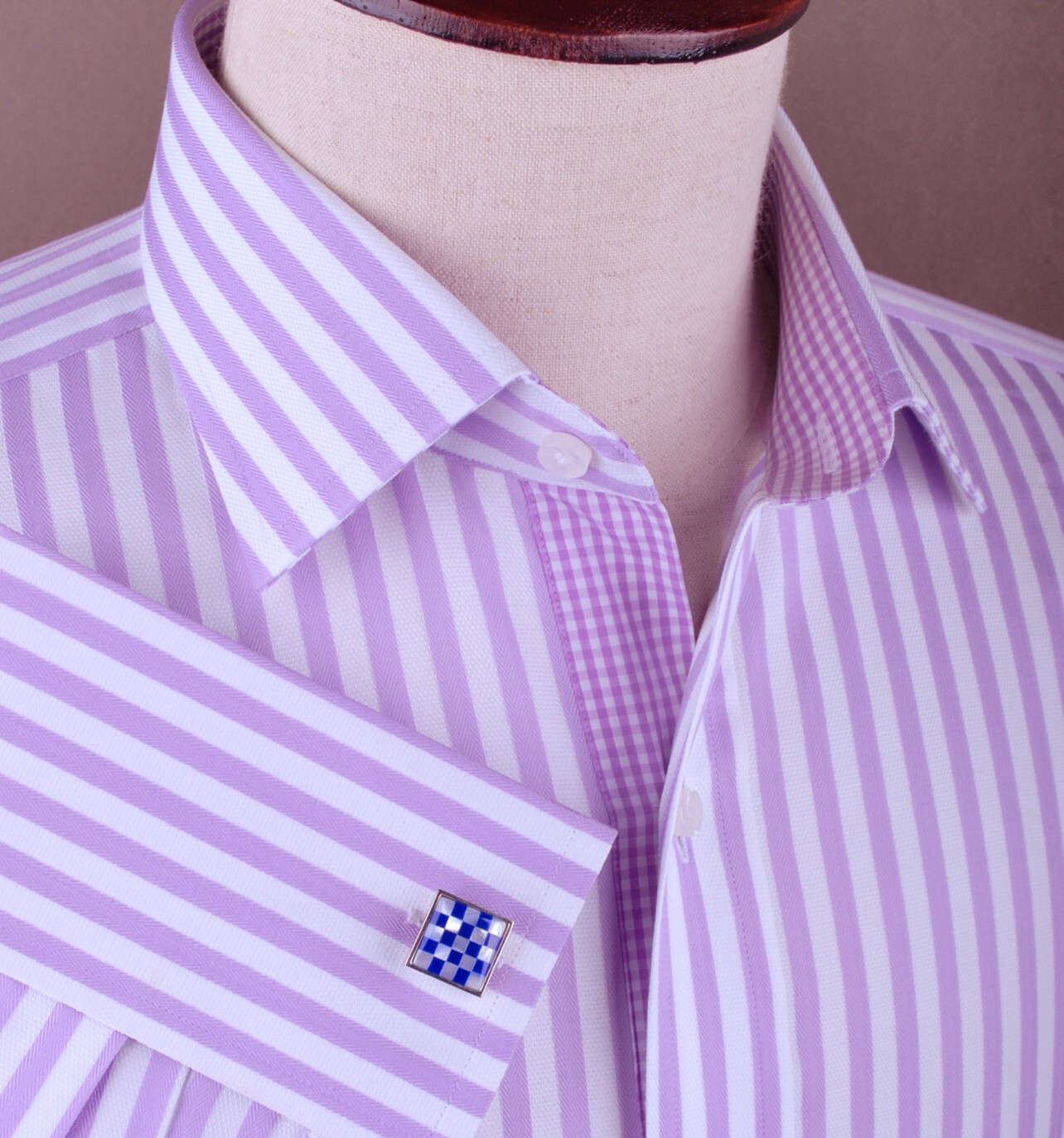 Light Lavender Twill Stripe Formal Business Dress Shirt